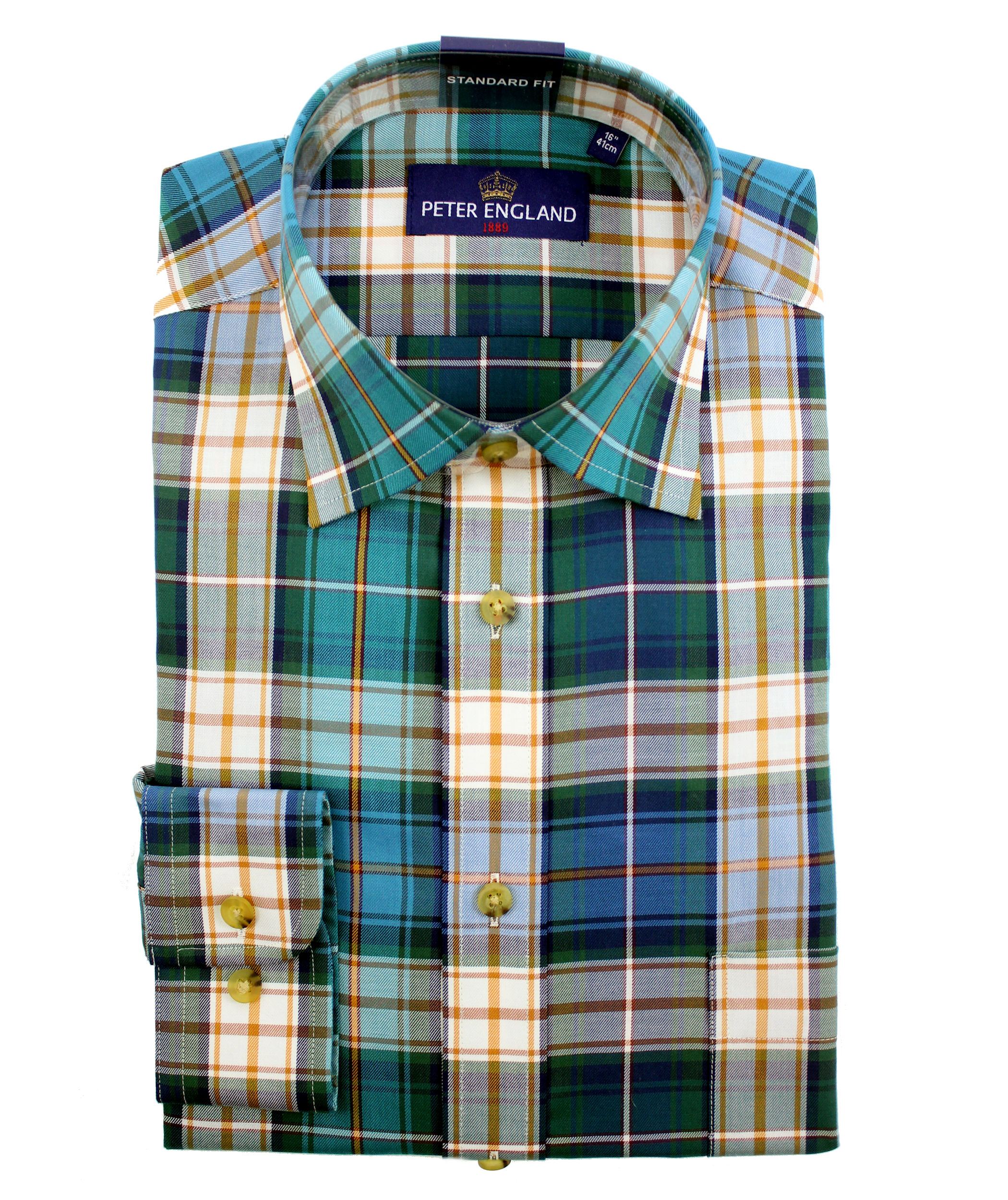 Peter England Green Plaid Shirt - Peter England